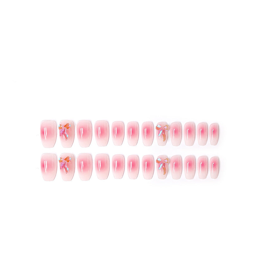 Fashion  nail Internet Celebrity Fake Nail Patch Wear Armor Finished Product Nail Tip Nail Stickers Disassembly Nail Patch Blush Bow Y55