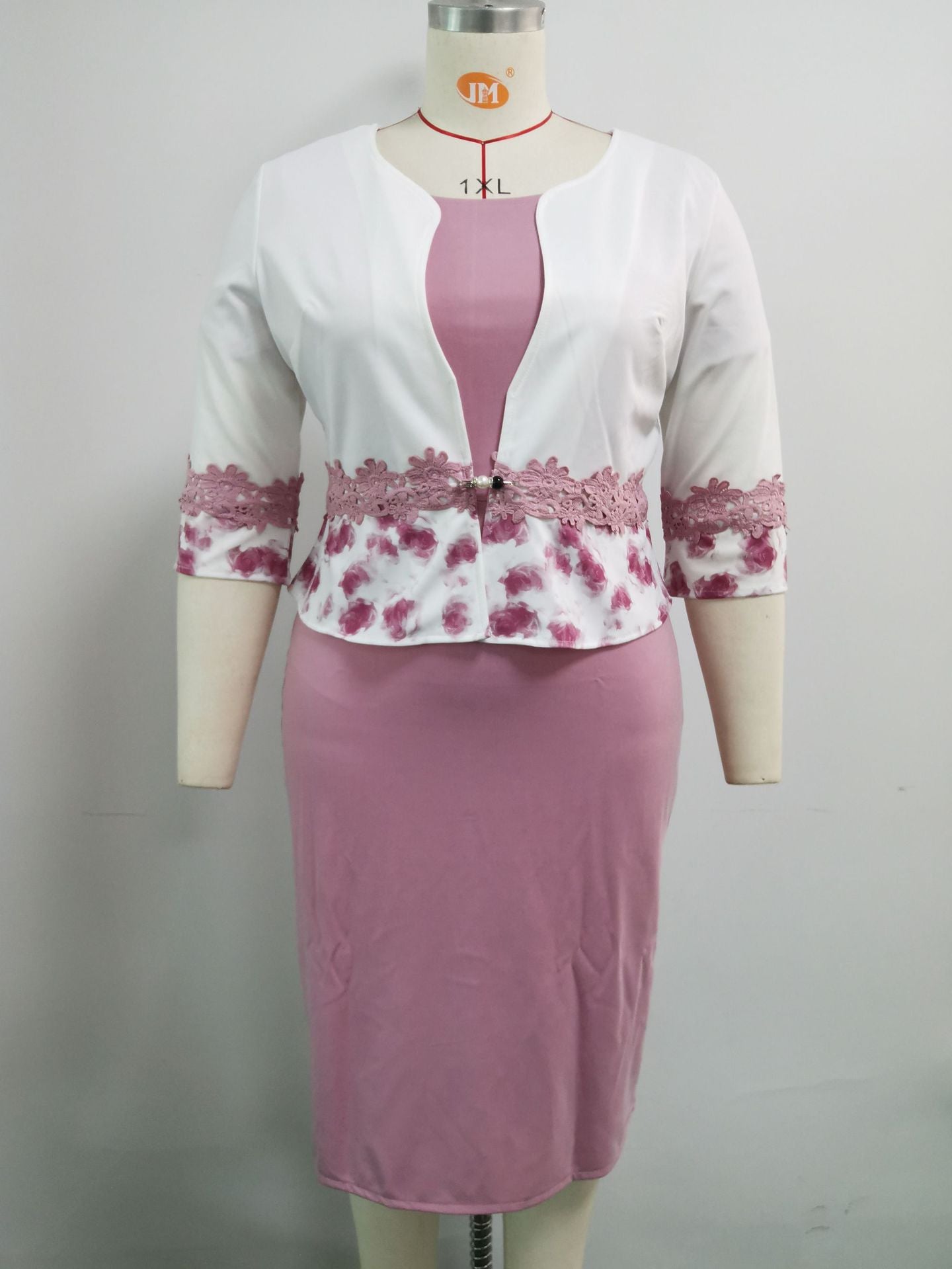 Fashion women's wear XL 5XL   plus Size Women's Clothing Two-Piece Set Mother's Clothing Printing Coat Dress Suit Jx001