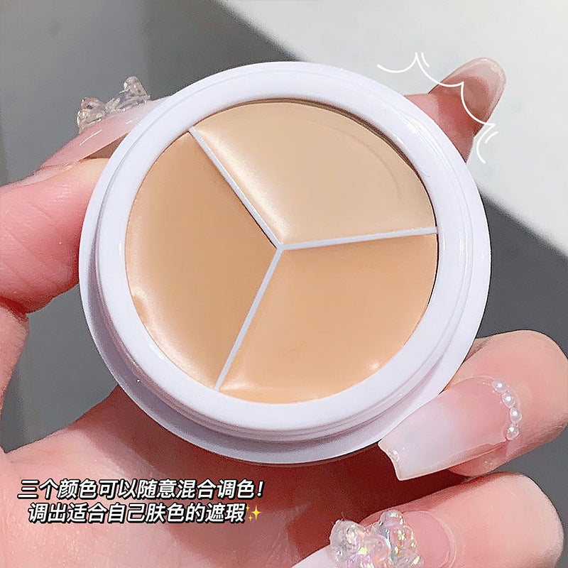 雅琪诺三色遮瑕膏遮盖斑点痘痘印黑眼圈泪沟多色修容粉底膏不脱妆