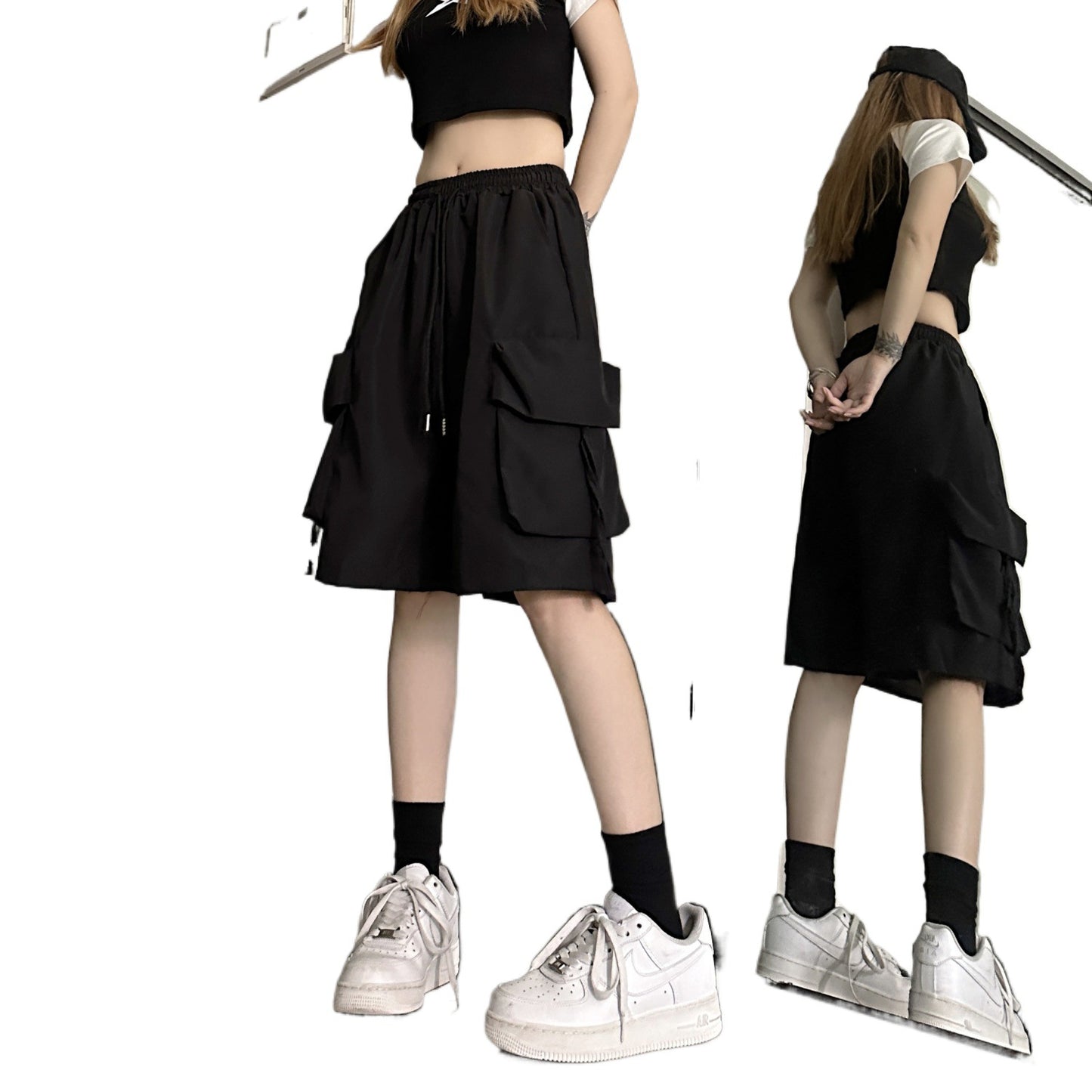 Dopamine pants Free shipping Tattoo Dopamine sports shorts women's American summer thin outer wear wide-leg casual and thin quick-drying overalls five points