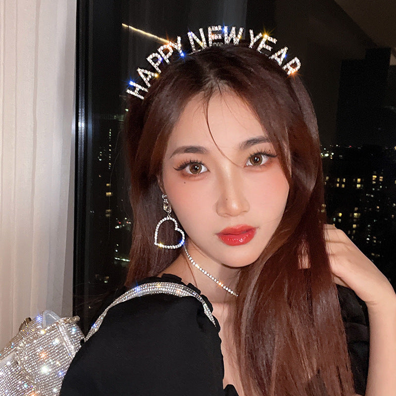 头饰发箍HappyBirthday发箍生日派对头饰镶钻字母网红装扮新年快乐发饰女