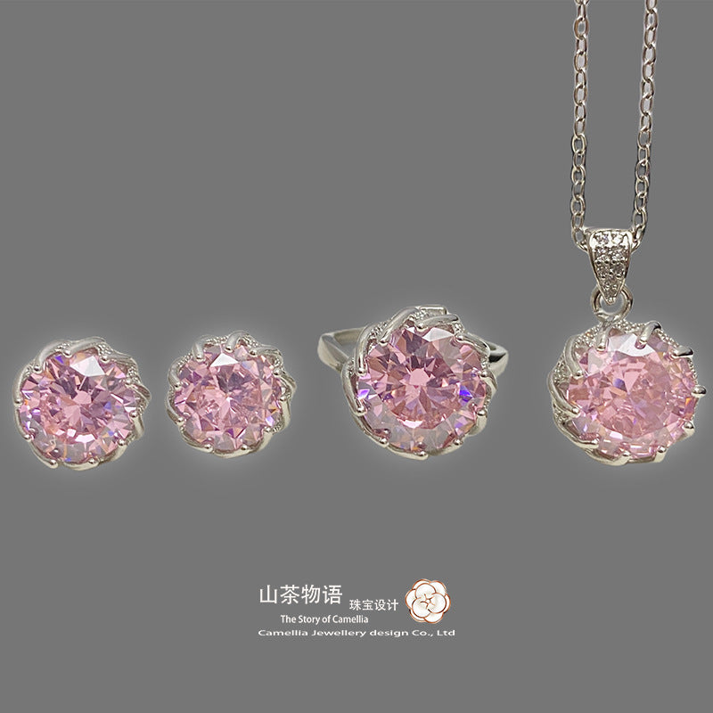 Camellia烟花切高碳钻套装女 10.0ct欧美时尚奢华高级感莲花戒指