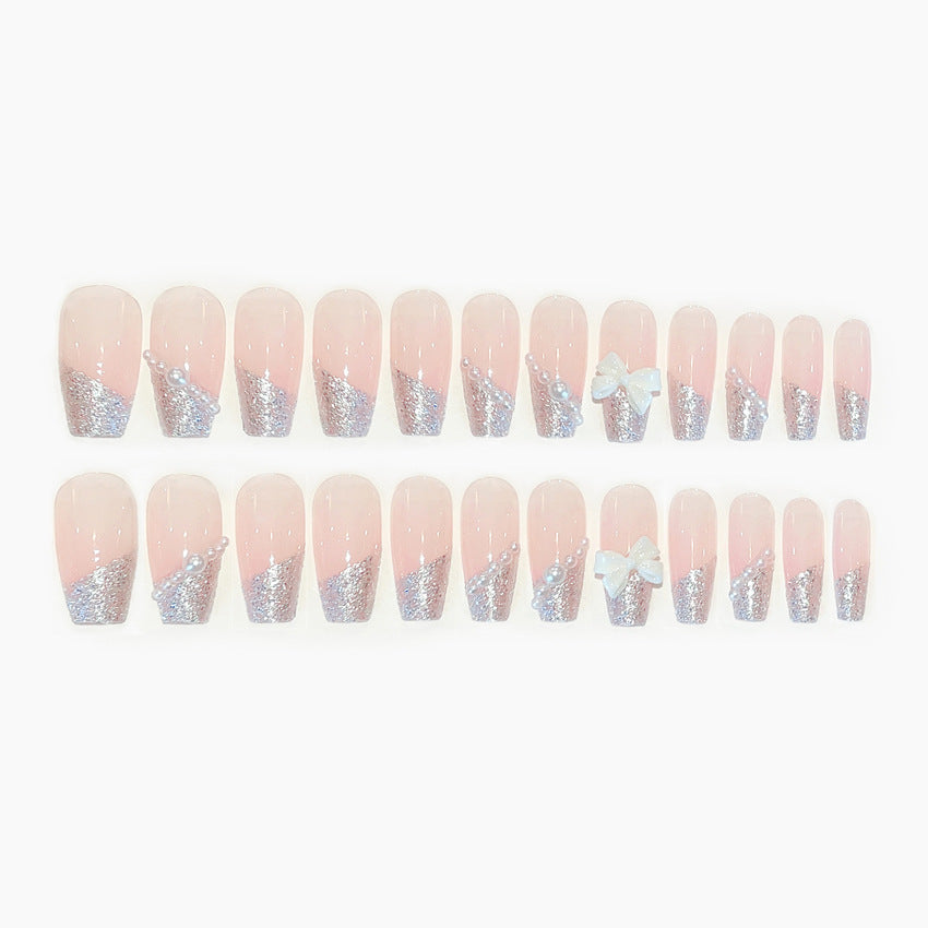 Fashion  nail Wear Nail Bow Summer Gentle Fresh Style Temperament Wear Nail Tip Finished Product in Stock Wholesale Nail Tip A19