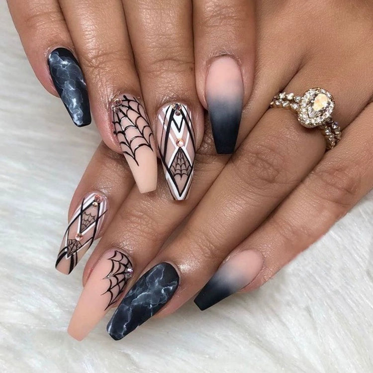 (Hand-made nail) super long hot girl wears nail chips, glitter nail patches, fake nail stickers, and finished products, sexy and exaggerated, European and American style wearables