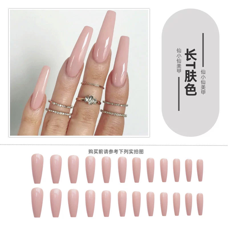 (Hand-made nail)猩红玛丽尖头欧美风暗黑cos舞蹈假指甲片成品延长穿戴美甲贴nail