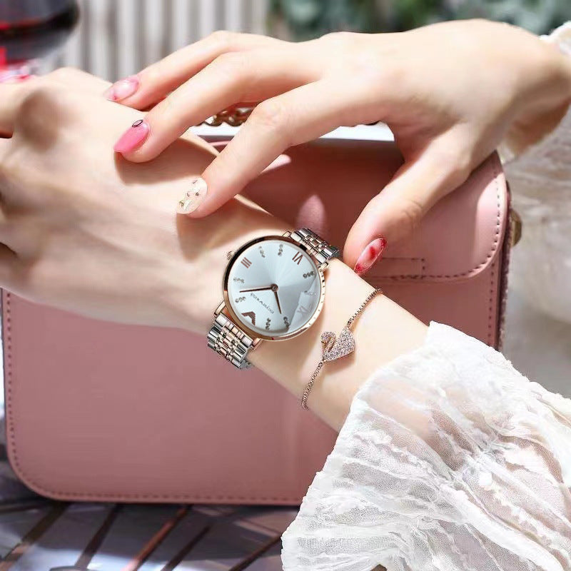 Fashion women's watchRuishi Kaiqi New Starry Women's Watch Good-looking Steel Belt Ultra-Thin Fashion Student Waterproof Quartz Watch