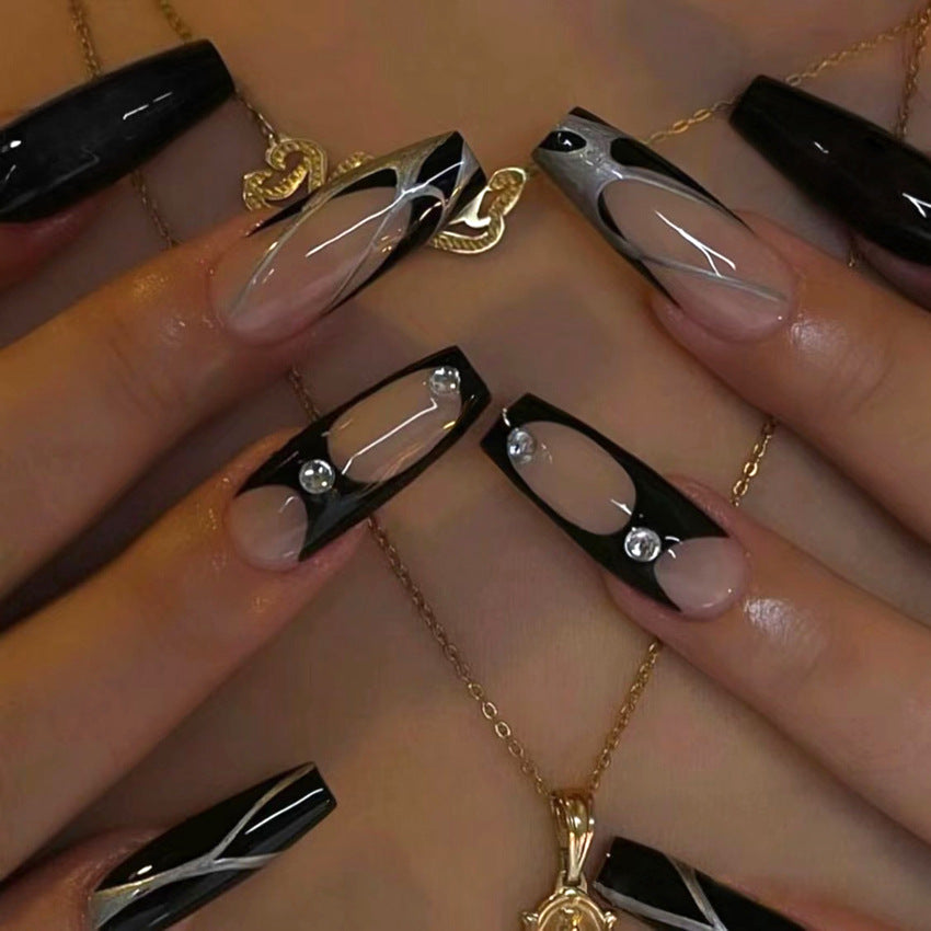 Fashion  nail Foreign Trade Style Elegant White Wear a European and American Ins Style Nail Sticker Fake Nails Wholesale W10