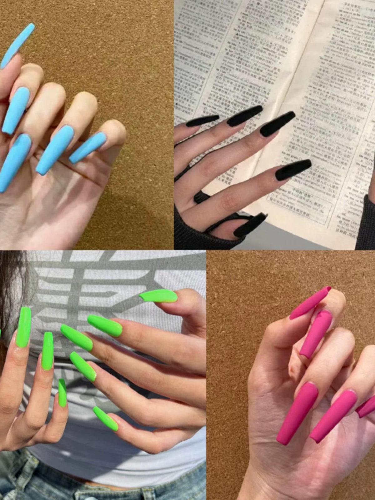 (Hand made nail) Long ladder frosted series wearing armor European and American style cosplay show dance nail stickers finished matte fake nail patches
