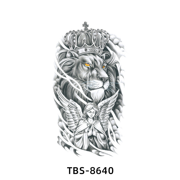 Free shipping Tattoo New Wholesale Small Flower Arm Waterproof Tattoo Sticker Half Sleeve Arm Back Color Animal Skull European and American Tattoo Sticker Paper
