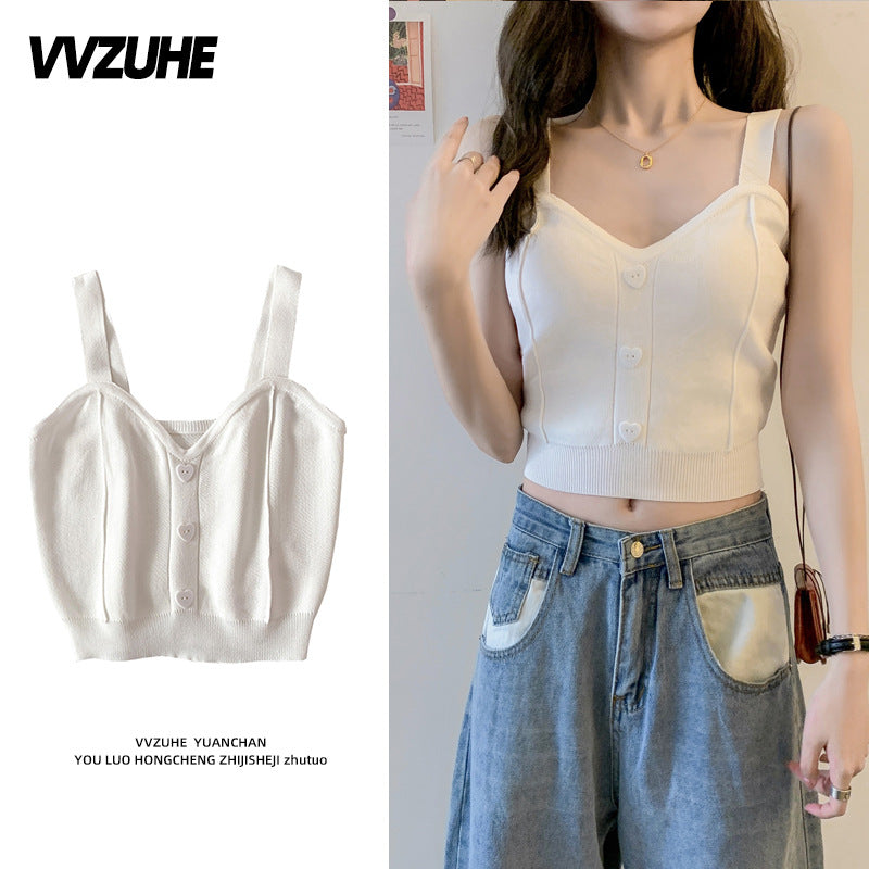 Dopamine tops Free shipping Tattoo Pink Dopamine Wear Seaside Small Suspender Female Sexy Neck Wear Vest Sweet Spicy Thai Top Spice Girl Summer