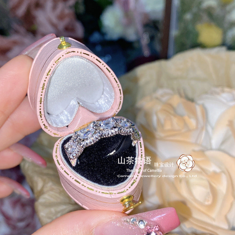 Camellia欧美六芒星ins粉粉戒指女 镀金时尚小众设计微调节食指戒