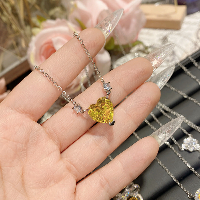 珠宝首饰山茶欧美奢华满钻雏菊浓彩黄钻系列项链  镀金韩版气质灵动锁骨链