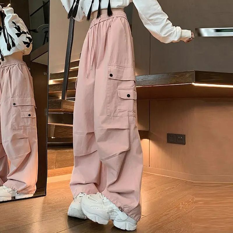 Dopamine pants Free shipping Tattoo Dopamine handsome overalls ins women's spring and autumn summer loose American retro slim straight casual wide-leg pants