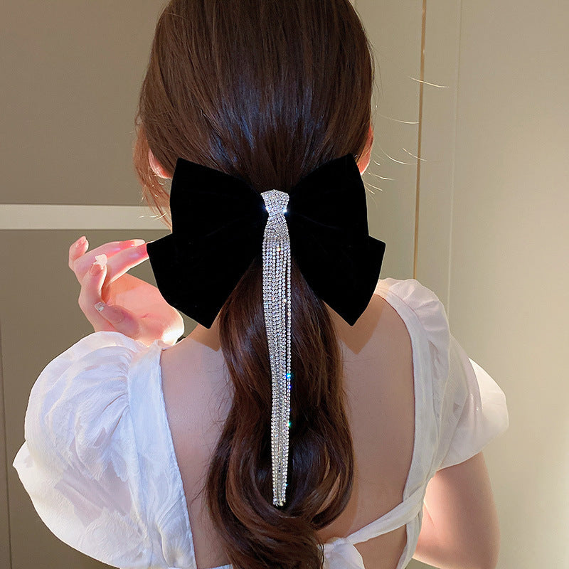 新年红色丝绒蝴蝶结发夹甜美高级感秋冬弹簧夹小众百搭发饰批发女