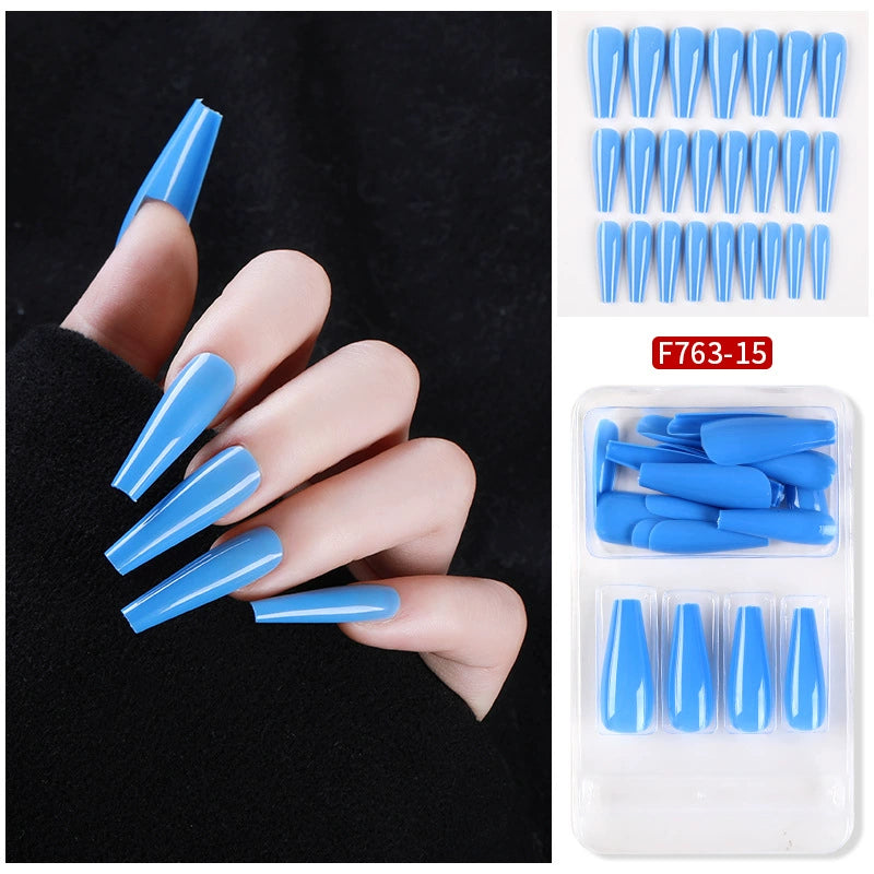 (Hand made nail) Nail patches for wearing ins long ballet nails, European and American nail patches, detachable 24 pieces for wearing finished nail patches