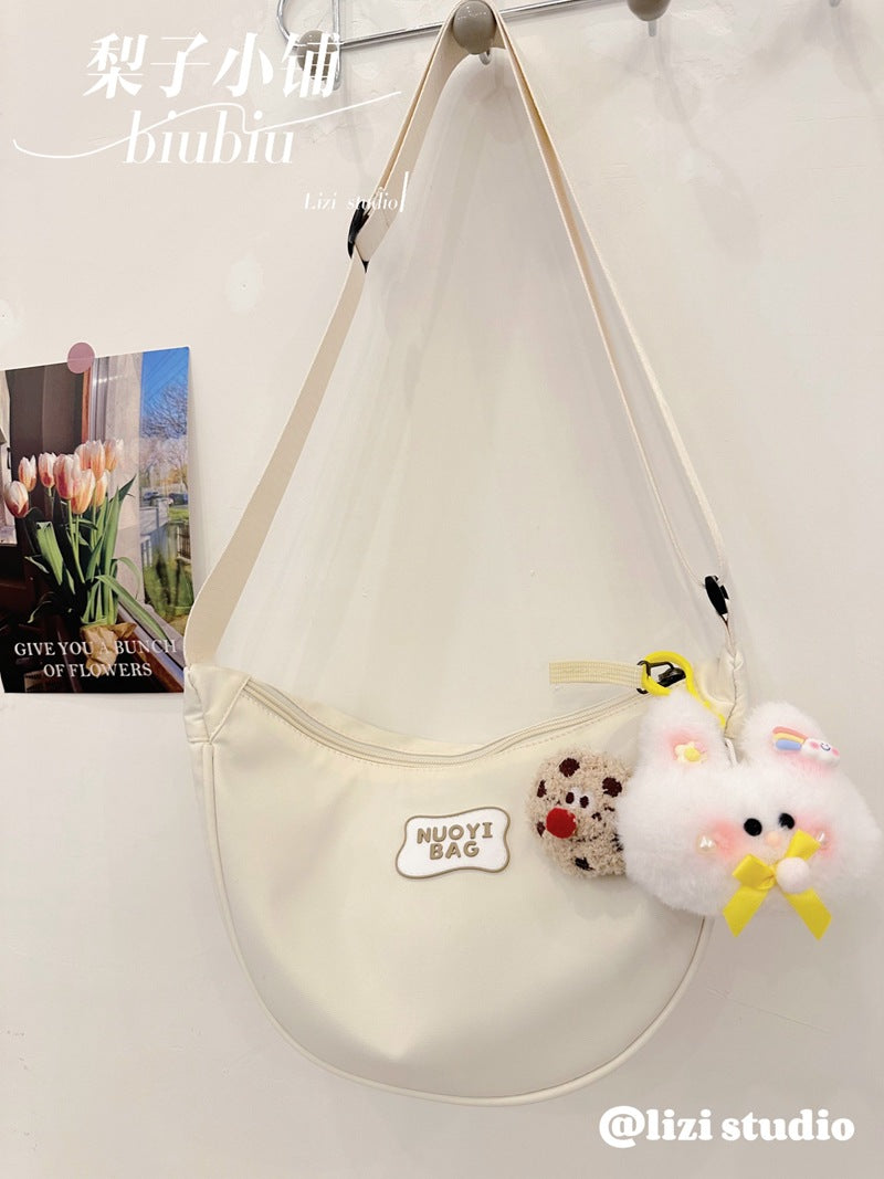 Dopamine Bag Free shipping Tattoo Crescent bag Crossbody bag Women's dopamine niche design Nylon cloth dumpling bag Wide shoulder strap Casual shoulder bag
