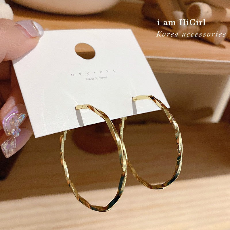 金属冷淡风大耳圈耳环欧美时尚不规则几何圆圈耳饰夸张个性耳钉女