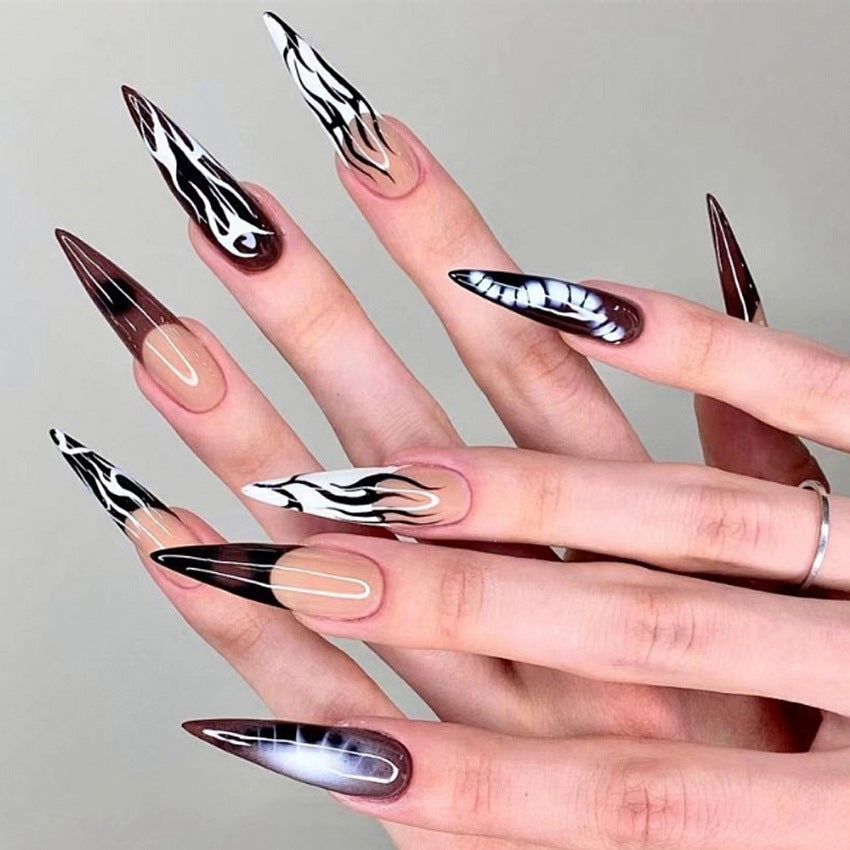 Fashion  nail Hot Girl Gothic Bone Female Halloween European and American Wear Nail Tip Press on Nails Fake Nails Manicure W18