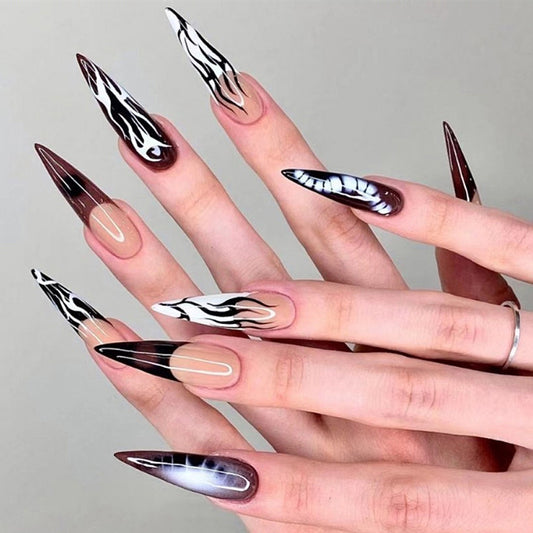 Fashion  nail Hot Girl Gothic Bone Female Halloween European and American Wear Nail Tip Press on Nails Fake Nails Manicure W18