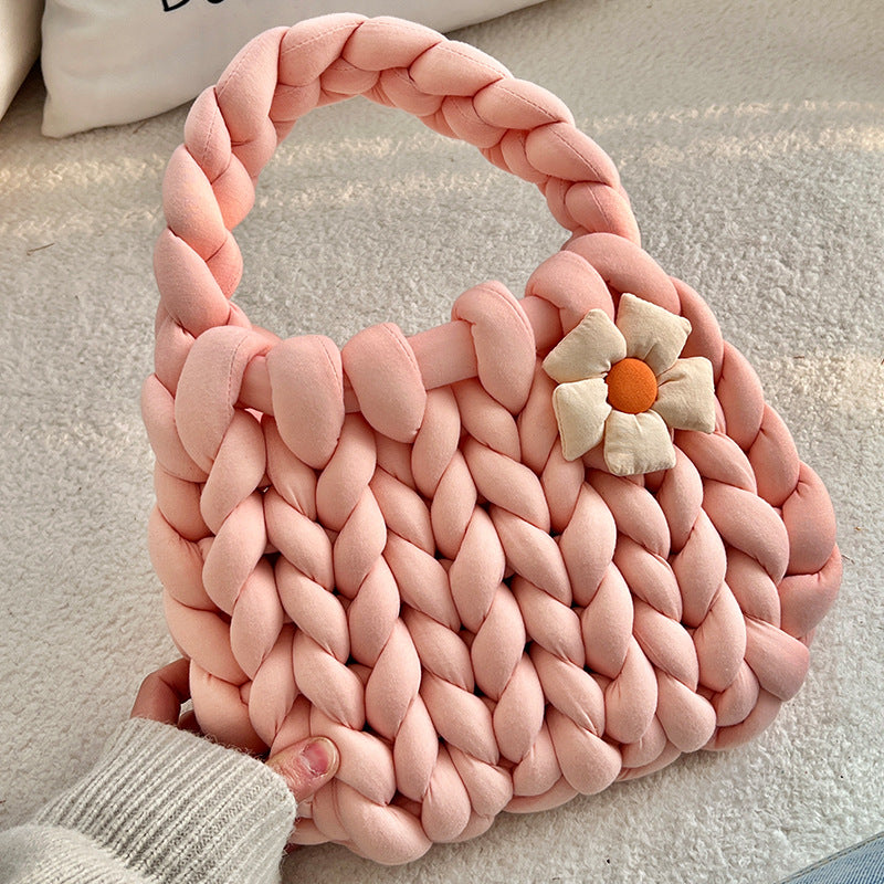Dopamine Bag Free shipping Tattoo Dopamine flower Icelandic wool bag DIY hand-woven bag thick wool material bag hand-woven homemade women's bag