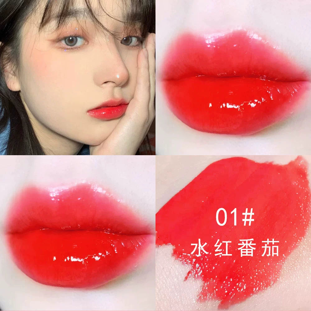 嘟嘟唇口红唇蜜透明唇彩亮晶晶唇釉口红玻璃唇细闪珠光带闪亮果冻色