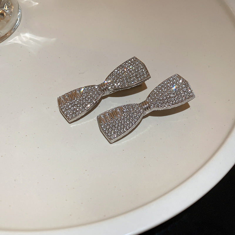 镶钻五角星蝴蝶结发夹小众芭比甜酷风鸭嘴夹轻奢甜美气质发饰批发