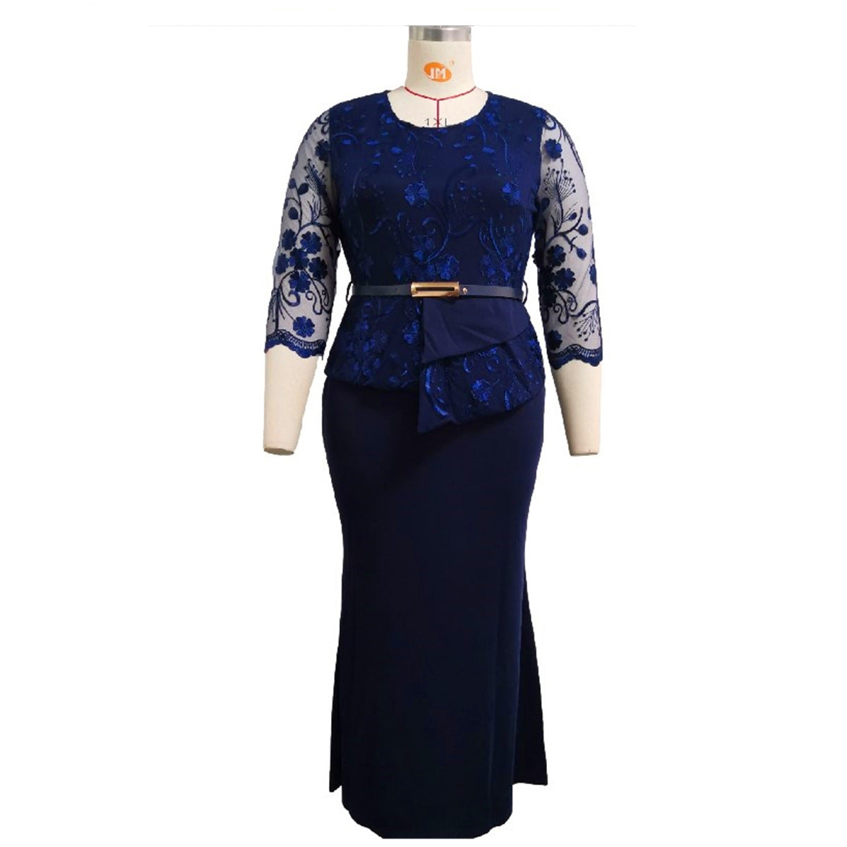Fashion women's wear XL 5XL   plus Size Women's Clothing  Autumn New Lace Stitching Dress Long Dress Jx020