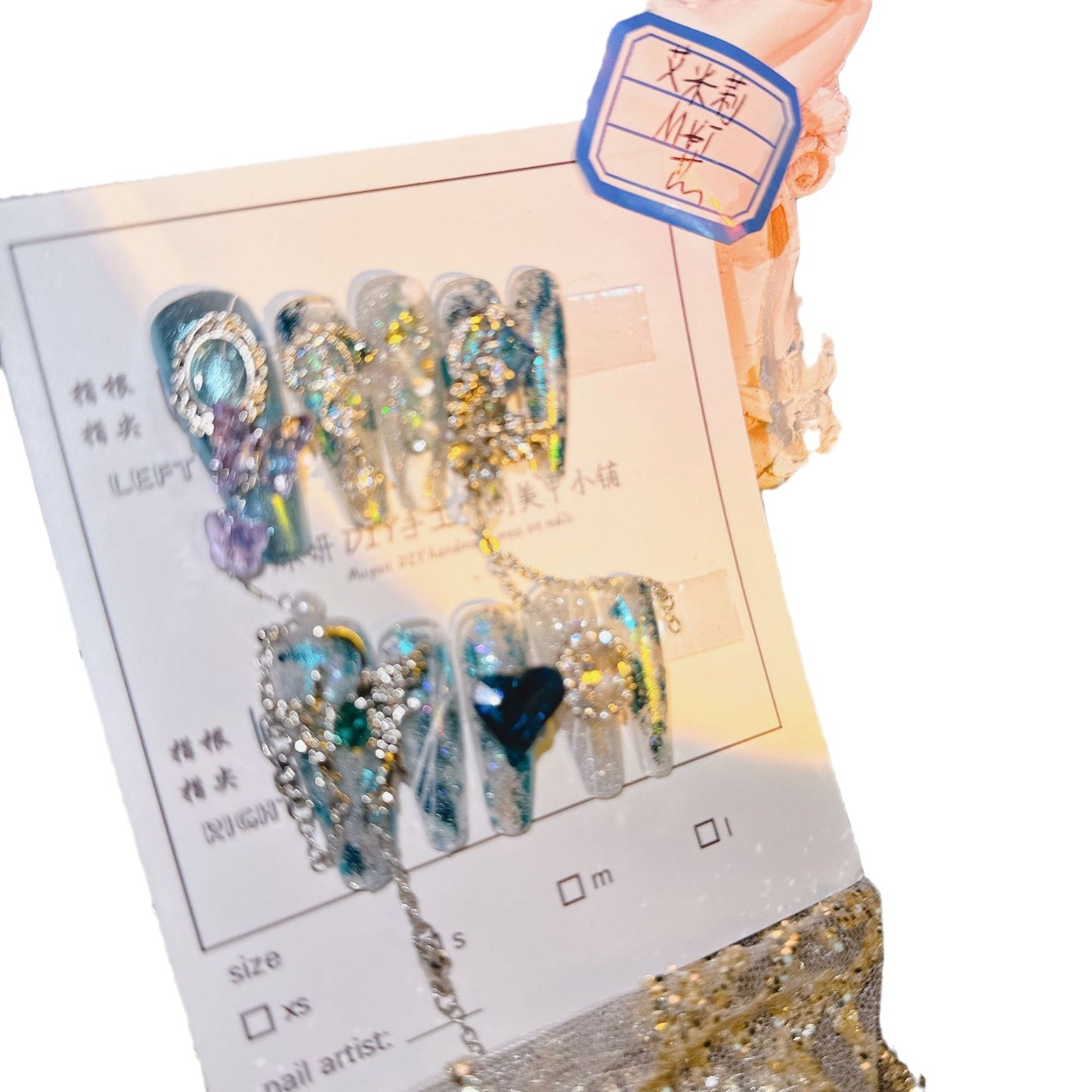 (Hand-Made Nail) Yanyan Handmade Nail Real Shot Light Luxury Feeling Cold Butterfly Luxury Emily Non-Mainstream Style Hot Girl Diamond Decorations Wear Nail