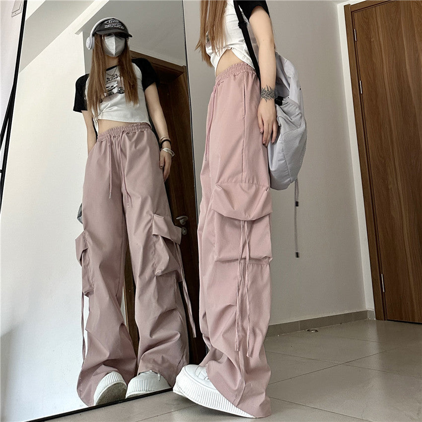 Dopamine pants Free shipping Tattoo American college dopamine babes overalls women's spring and summer original versatile loose hip-hop trousers hip-hop wide-leg trousers