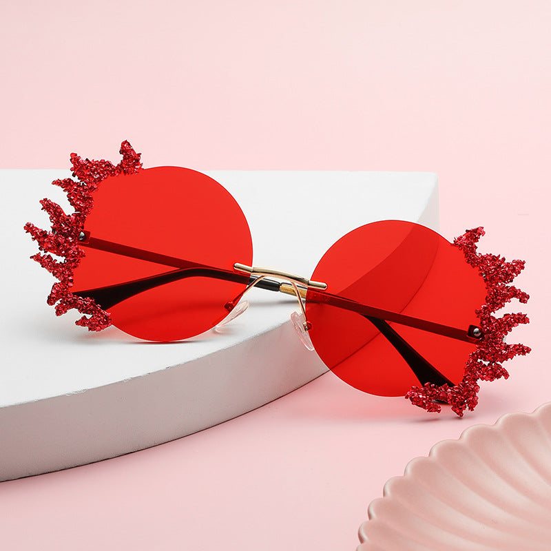 Women's fashion glasses 2023欧美大框架镶钻墨镜跨境潮流水晶钻石太阳眼镜户外防晒显瘦女