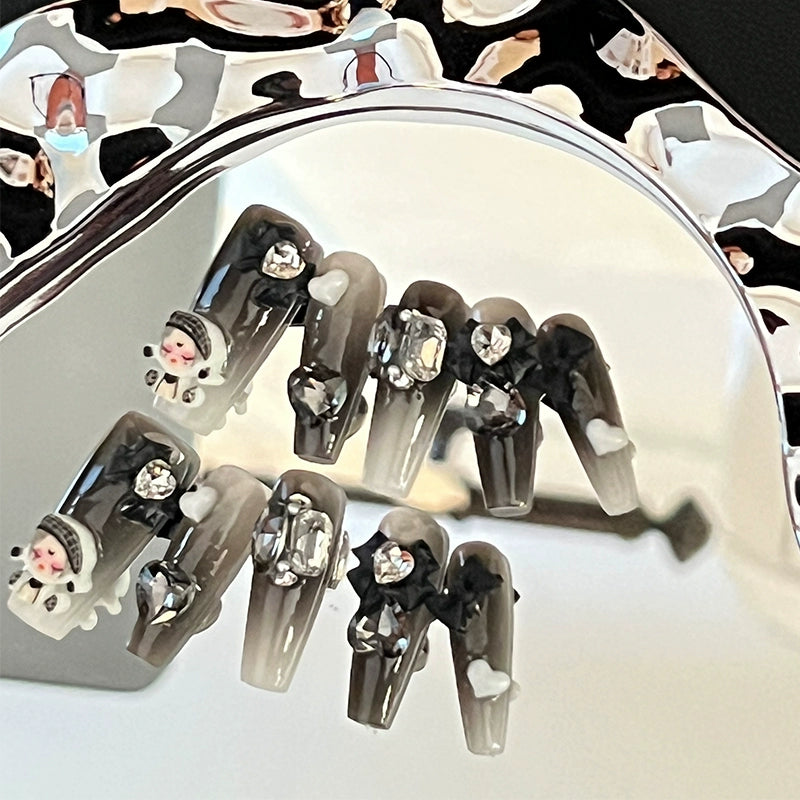 (Hand-made nail) POP MART handmade nail wear nail cute whitening patch nail ladder advanced detachable phototherapy nail.