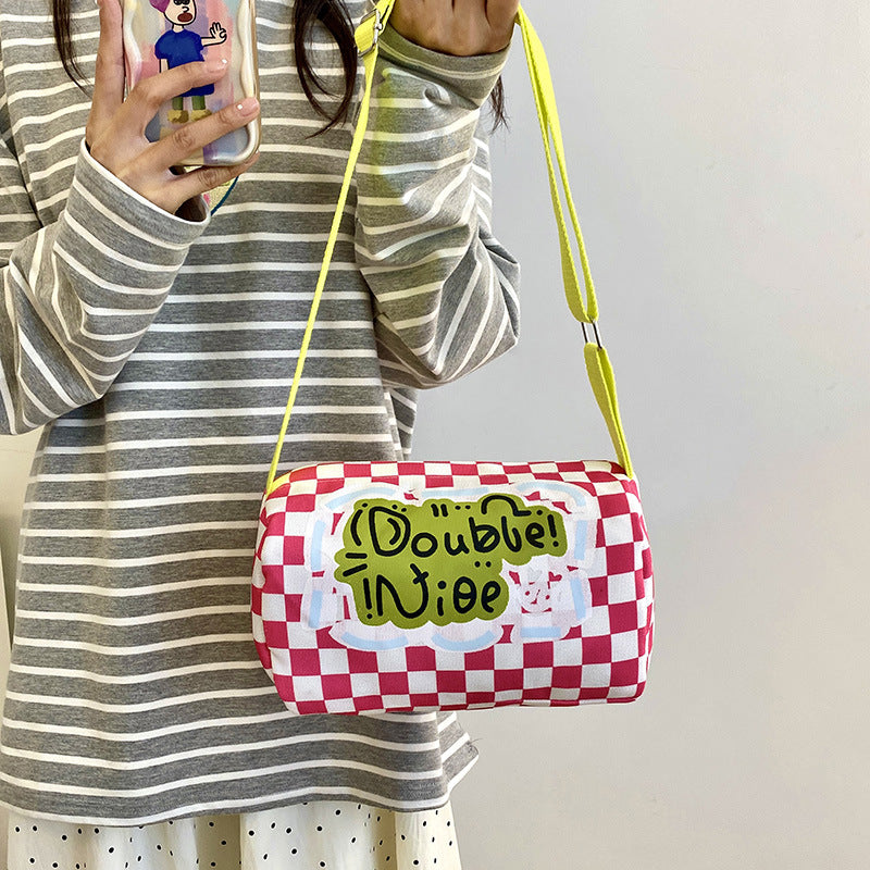 Dopamine Bag Free shipping Tattoo Niche dopamine bag women's 2024 new fashion versatile graffiti shoulder pillow bag sweet and cool girl messenger bag