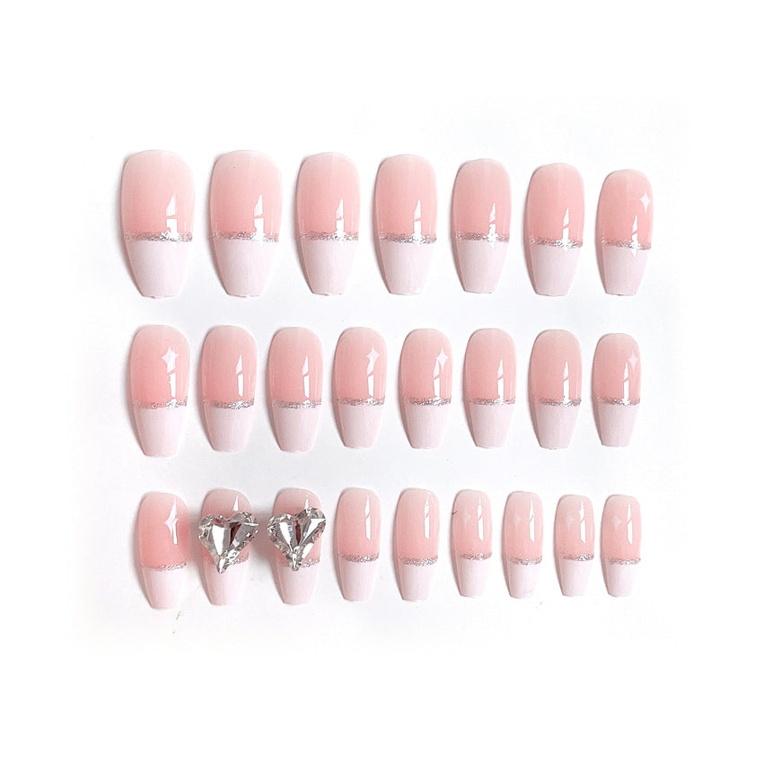 Fashion  nail Wear Armor Nail Stickers Nail Patch Fake Nails Detachable Peach Heart Long Nail Sticker X29