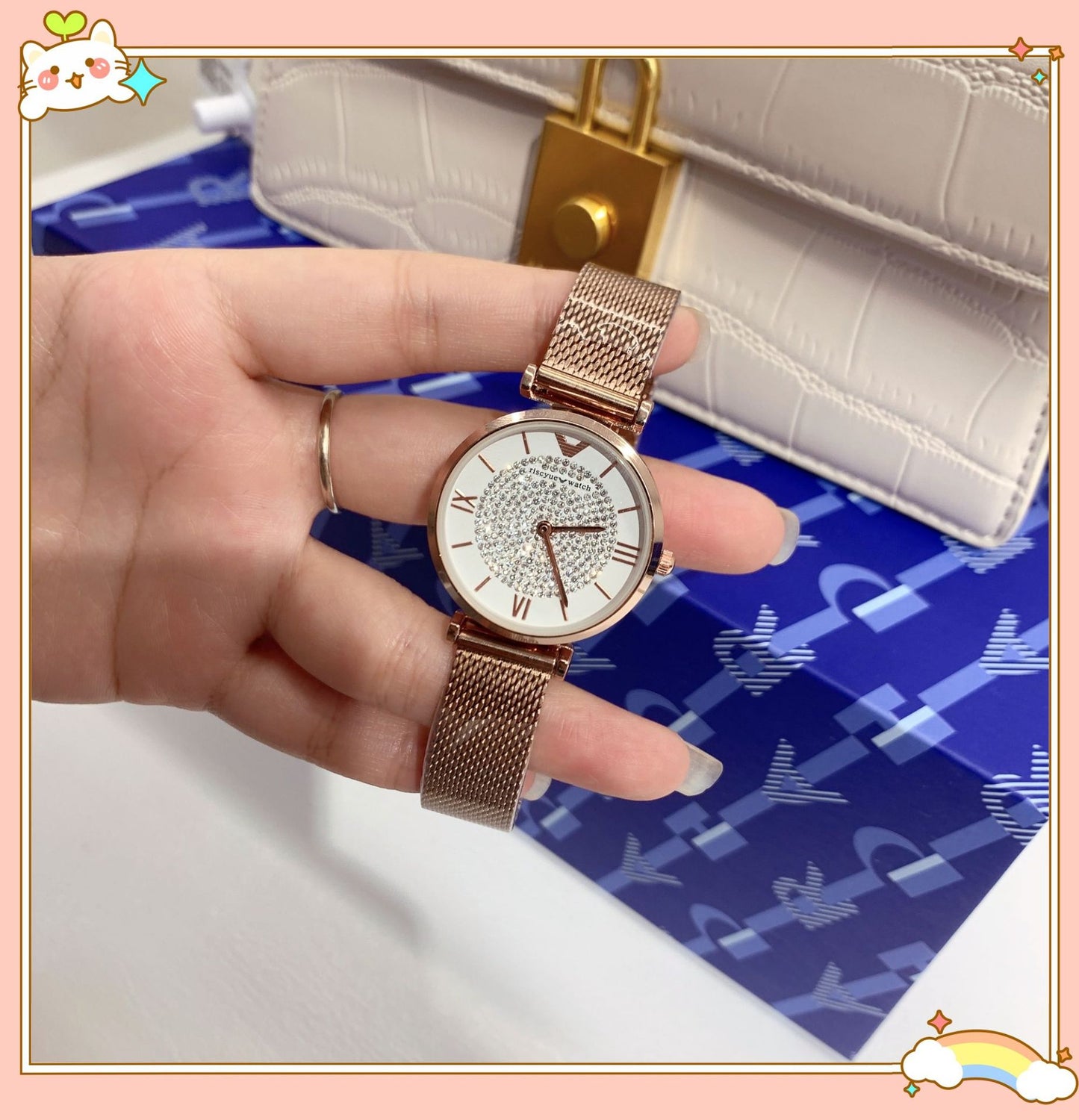 Fashion women's watchRuishi Kaiqi New Starry Women's Watch Good-looking Steel Belt Ultra-Thin Fashion Student Waterproof Quartz Watch