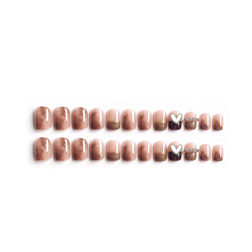 Fashion  nail Autumn and Winter New Diamond Wear Nail Fritillary Chain White Temperament Nail Sticker Blooming Gold Foil Color Fake Nails X87