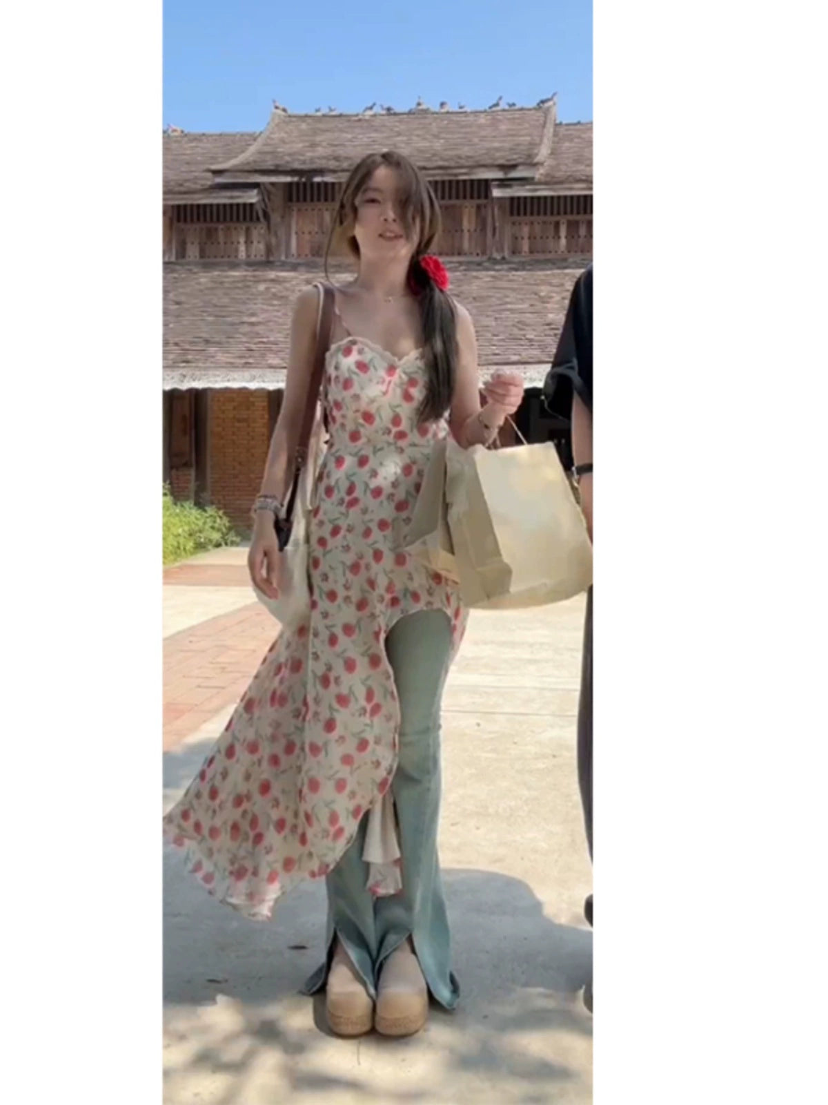 Fashion women's wear Summer High-Grade Floral Strap Dress Women's Dress Women's Dress 2024 Summer New Irregular Long Dress Spring and Summer
