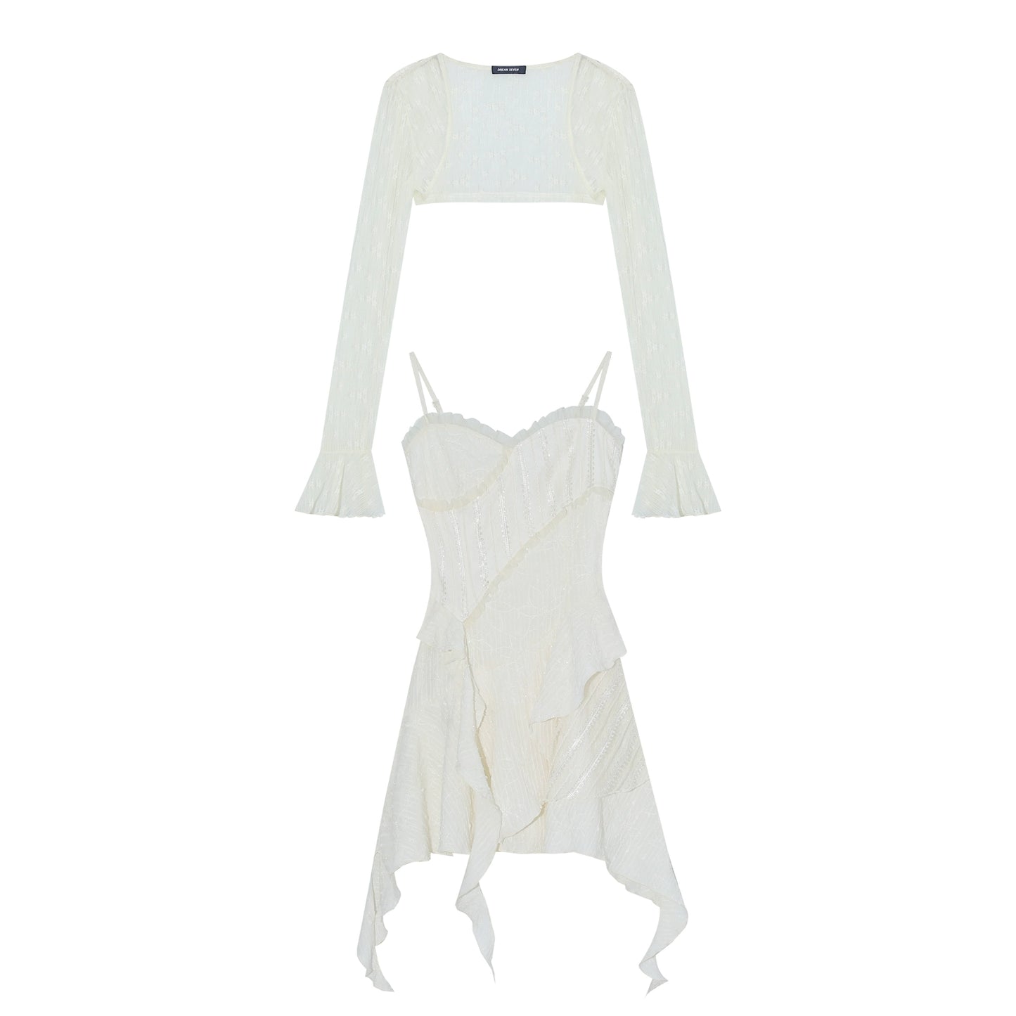 Fashion women's wear Dream Seven77 French Style Irregular Spaghetti-Strap Dress Women's Spring New Ruffled Design Short Skirt