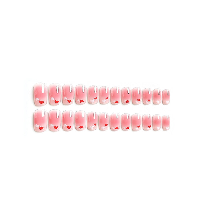 Fashion  nail Fake Nail Patch Wear Nail Finished Product Nail Tip Nail Stickers Disassembly Nail Patch Peach Heart Nail Stickers Short Y39