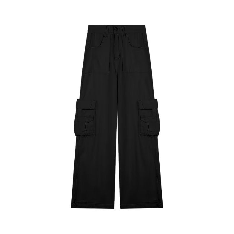 Dopamine pants Free shipping Tattoo Dopamine wears American overalls for women's 2023 summer new loose straight vertical apricot wide-leg floor pants