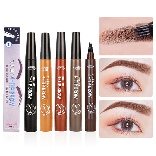 Amazing magic miniature four fork water eyebrow pencil simulation of the original eyebrow four fork liquid eyebrow pencil waterproof and sweat resistant