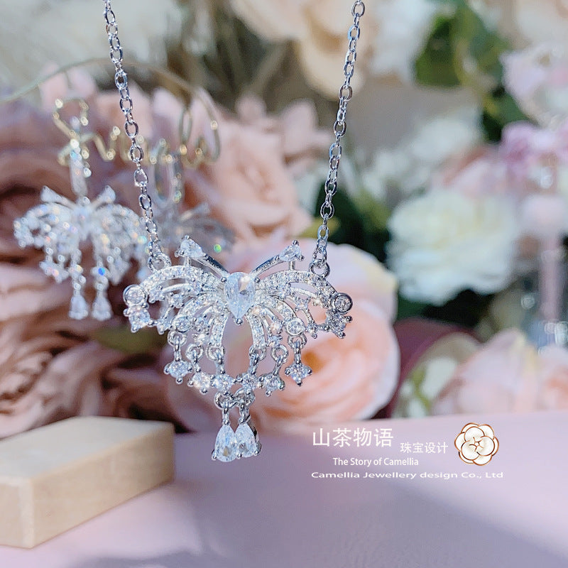 Camellia小众设计超仙镂空闪烁蝴蝶套装 微镶满钻高级感名缓戒指