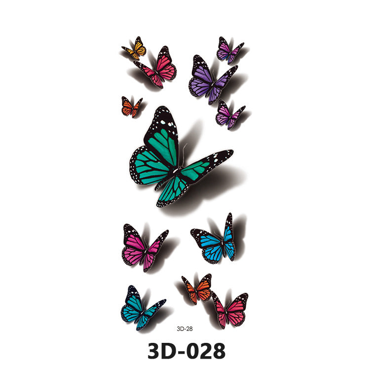 Free shipping Tattoo In Stock Wholesale 3D Butterfly Waterproof Sweatproof Female Stereo Emulational Creative Temporary Stickers Europe and America Cross Border Butterfly Tattoo Sticker