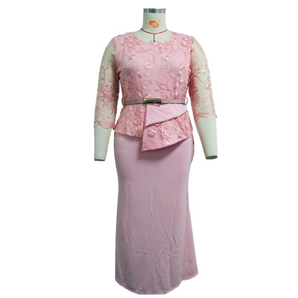Fashion women's wear XL 5XL   plus Size Women's Clothing  Autumn New Lace Stitching Dress Long Dress Jx020