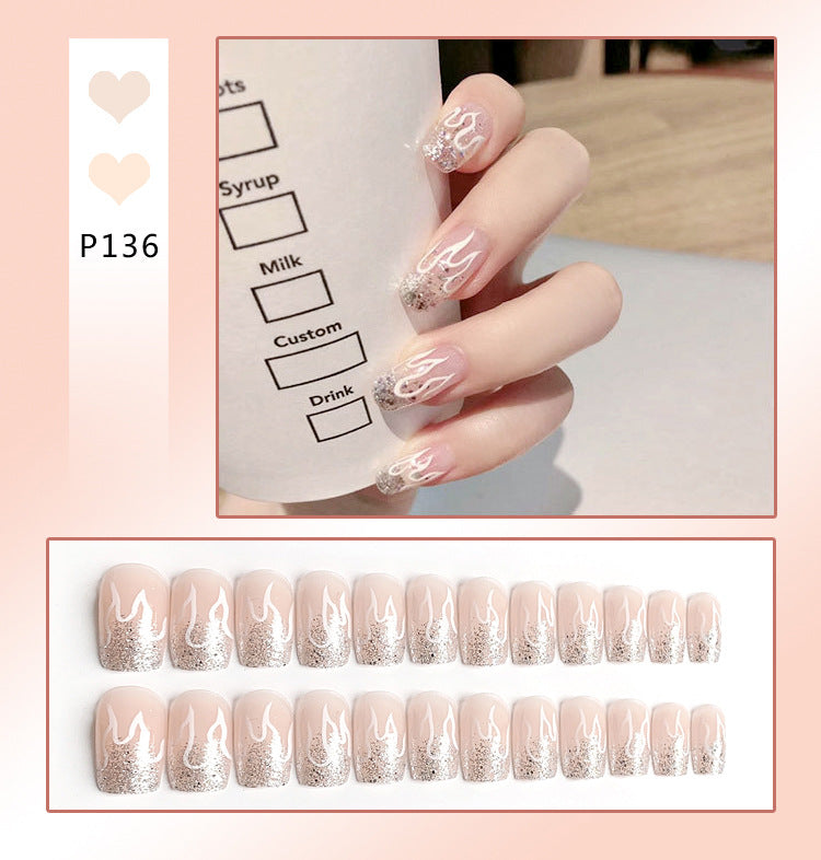 Fashion  nail Internet Celebrity Fake Nail Patch Wear Armor Finished Product Nail Tip Nail Stickers Removable Nail Patch Stall Supply Manufacturer