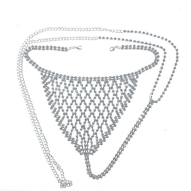 Fashion jewelry Europe and the United States cross-border explosions body chain exaggerated rhinestone bikini chest chain underwear sexy nightclub style body chain