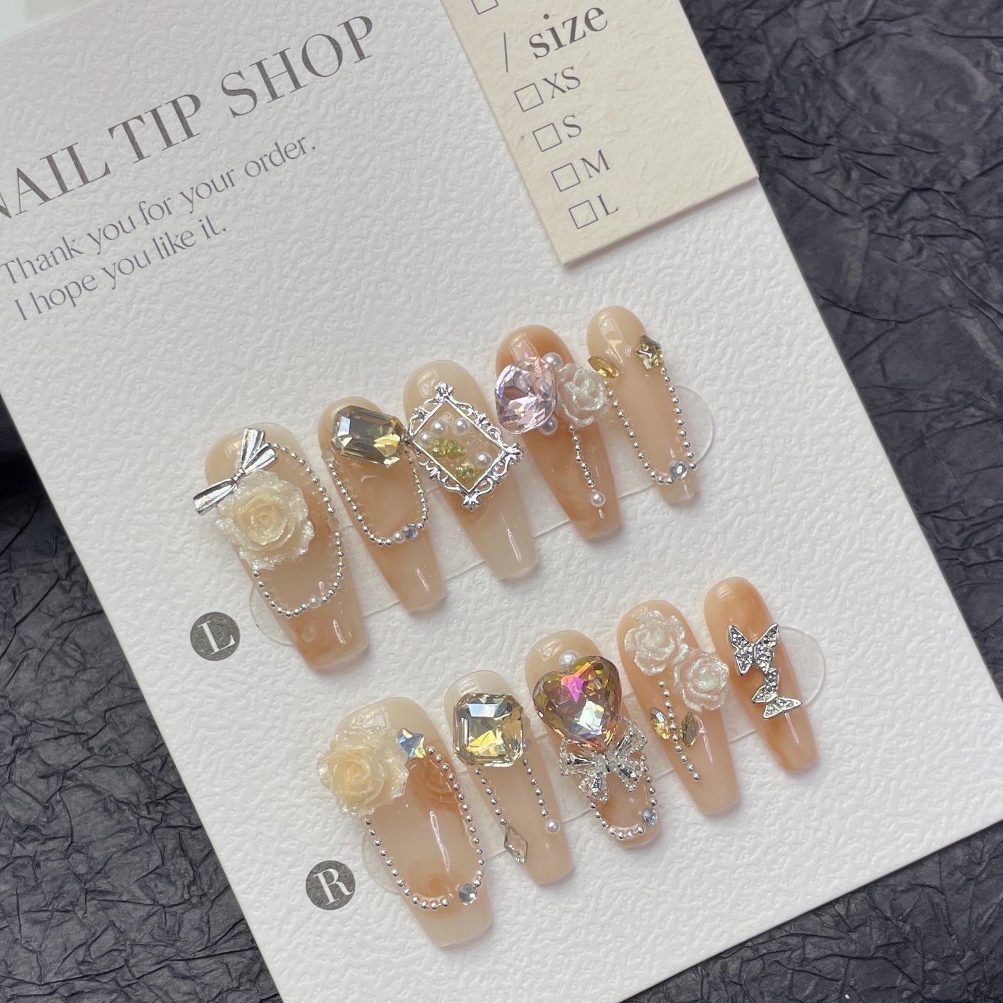(Hand-Made Nail) Spring Full Garden Micro Carving Handmade Nail Painting Peony Princess Style White High-Grade Mid-Length Detachable
