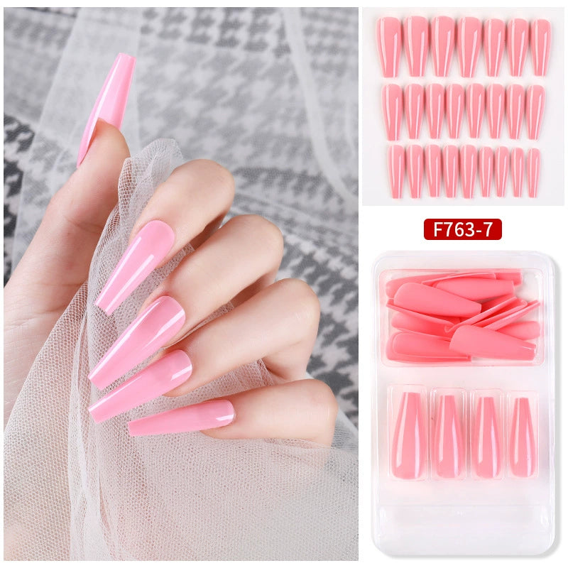 (Hand made nail) Nail patches for wearing ins long ballet nails, European and American nail patches, detachable 24 pieces for wearing finished nail patches