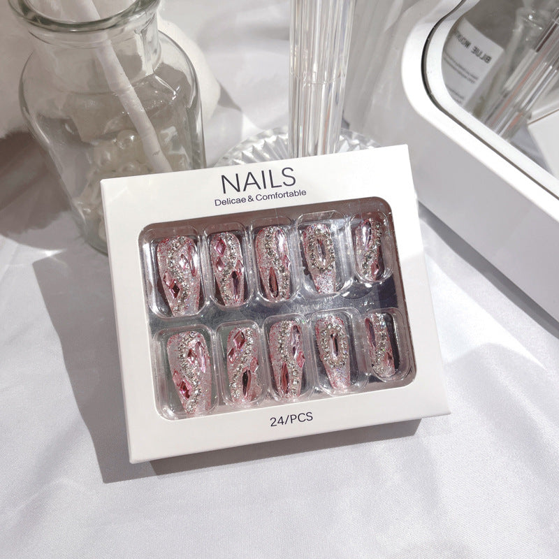 Fashion  nail Manicure Wear Nail Ins Advanced Pure Desire Wind Nail Patch Finished Product Wear Nail Full Diamond Big Diamond Nail Stickers U3