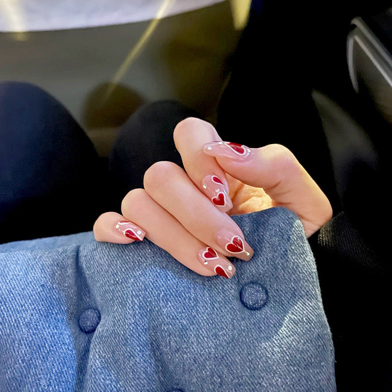 Fashion  nail Finished Nail Beauty Fake Nails Glue Long Nail Tip Wear Nail Finished Product Online Sensation Heart Wear Nail Patch X6