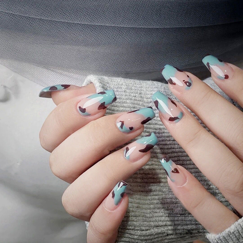 Fashion  nail Wearable Nail Sticker Chessboard Grid Wearable Nail Piece Nail Shaped Piece Removable Nail Patch Finished Product Y12